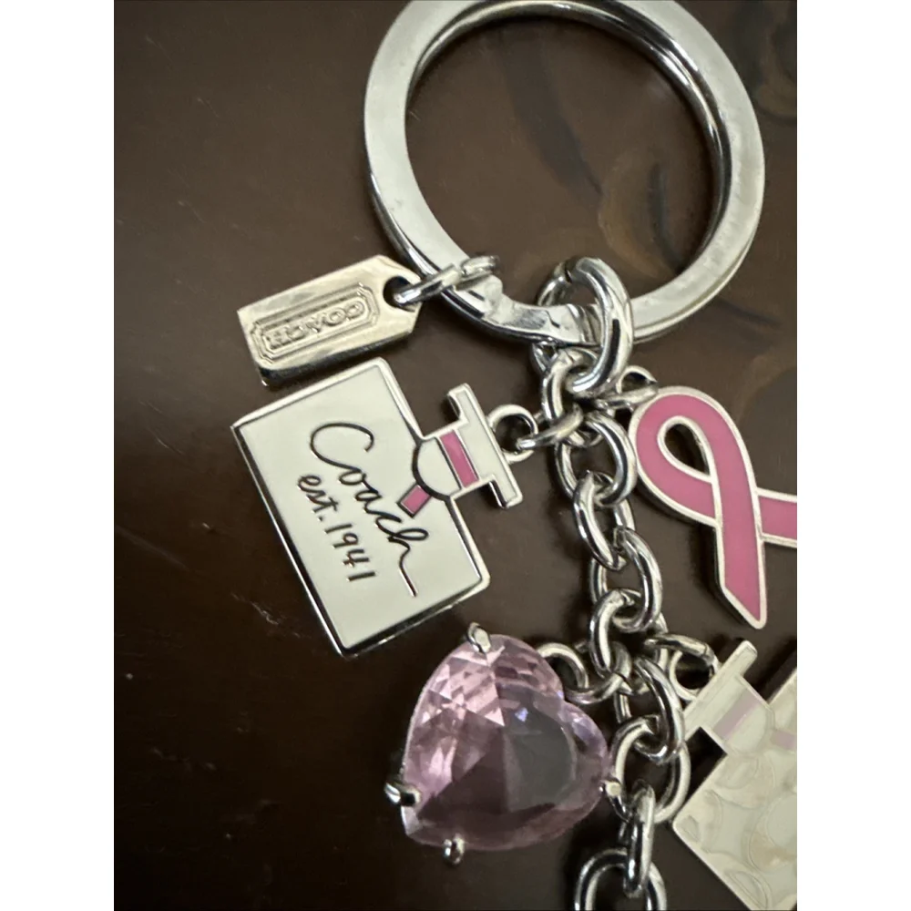 Vintage COACH BCA Breast Cancer Awareness Keychain Fob Multi Purse Charm #92161 - Picture 2 of 7